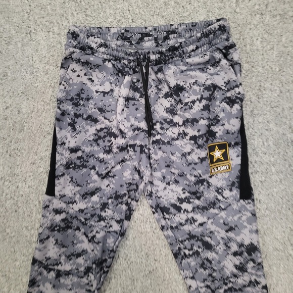 US Army Mens Digital Camo Jogger Sweatpants Grey Black Pixel Camouflage Medium - Picture 2 of 9